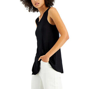 Style & Co Swing-Fit Tank Top In Black Size Petite M PM